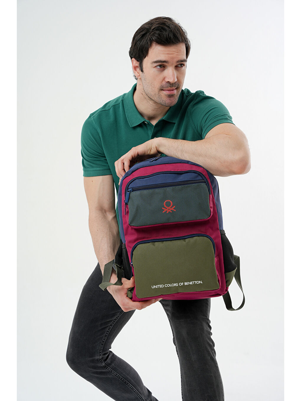 Lacivert Renk Bloklu Unisex Sırt Çantası 20898-4