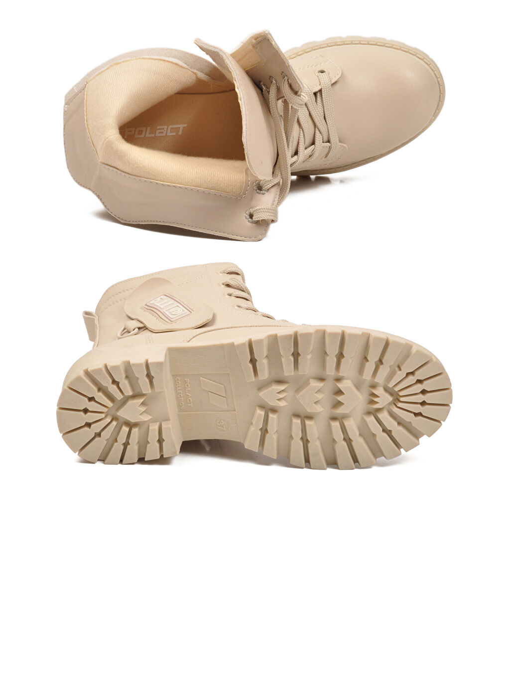 Bej İçi Polarlı Kaymaz Taban Fermuarlı Kadın Bot 24024 Z-4