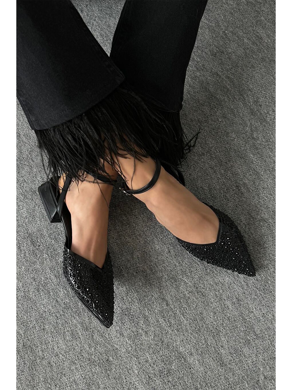 Marisa Kadın Taş Detay Şeffaf Topuklu  Ayakkabı Siyah