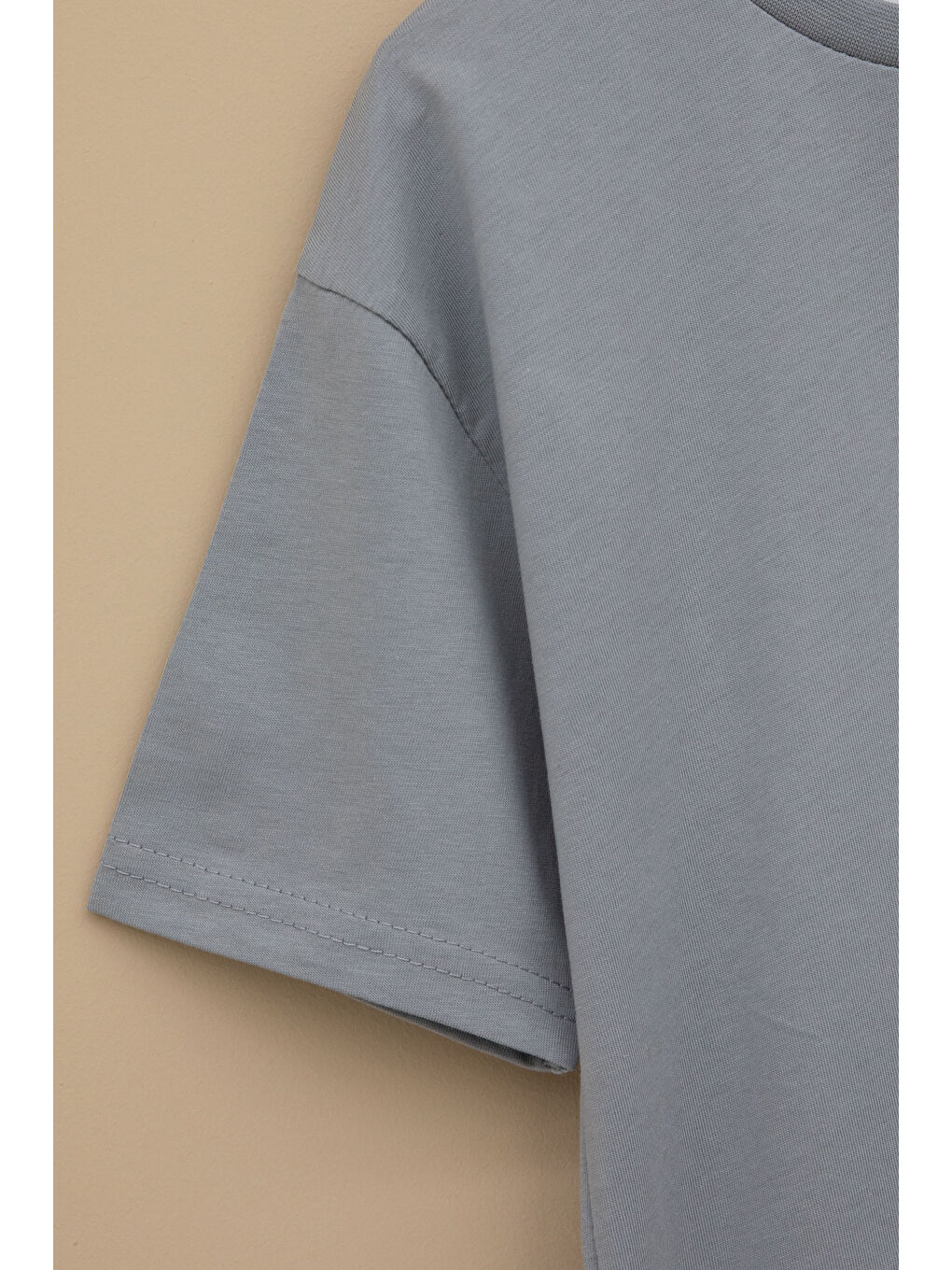 Gri Füme Kaykay Baskılı Yazılı Erkek Çocuk Bisiklet Yaka Tişört 20919-3