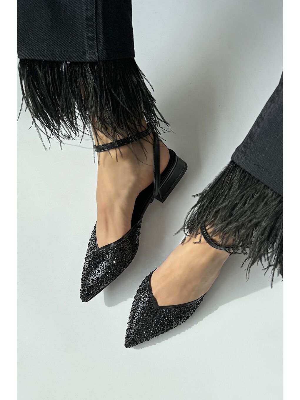 Marisa Kadın Taş Detay Şeffaf Topuklu  Ayakkabı Siyah-1