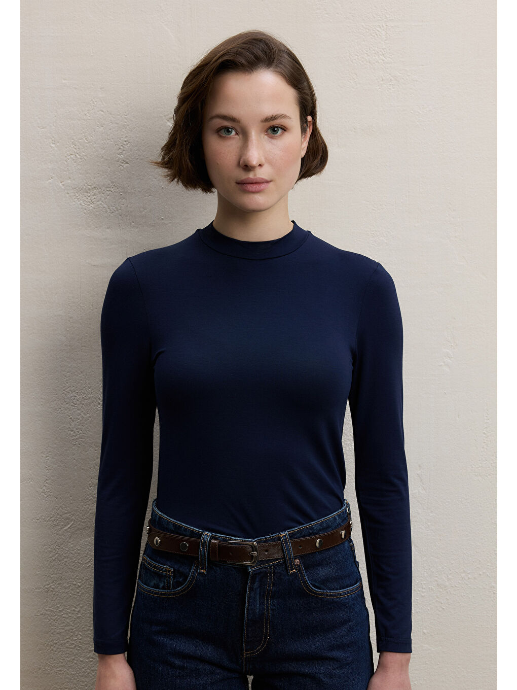 Uzun Kol Bambu Body Lacivert