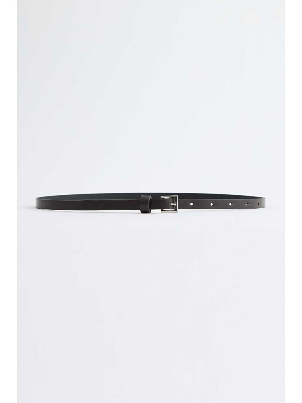 Gümüş Tokalı Ayarlanabilir İnce Kemer Siyah