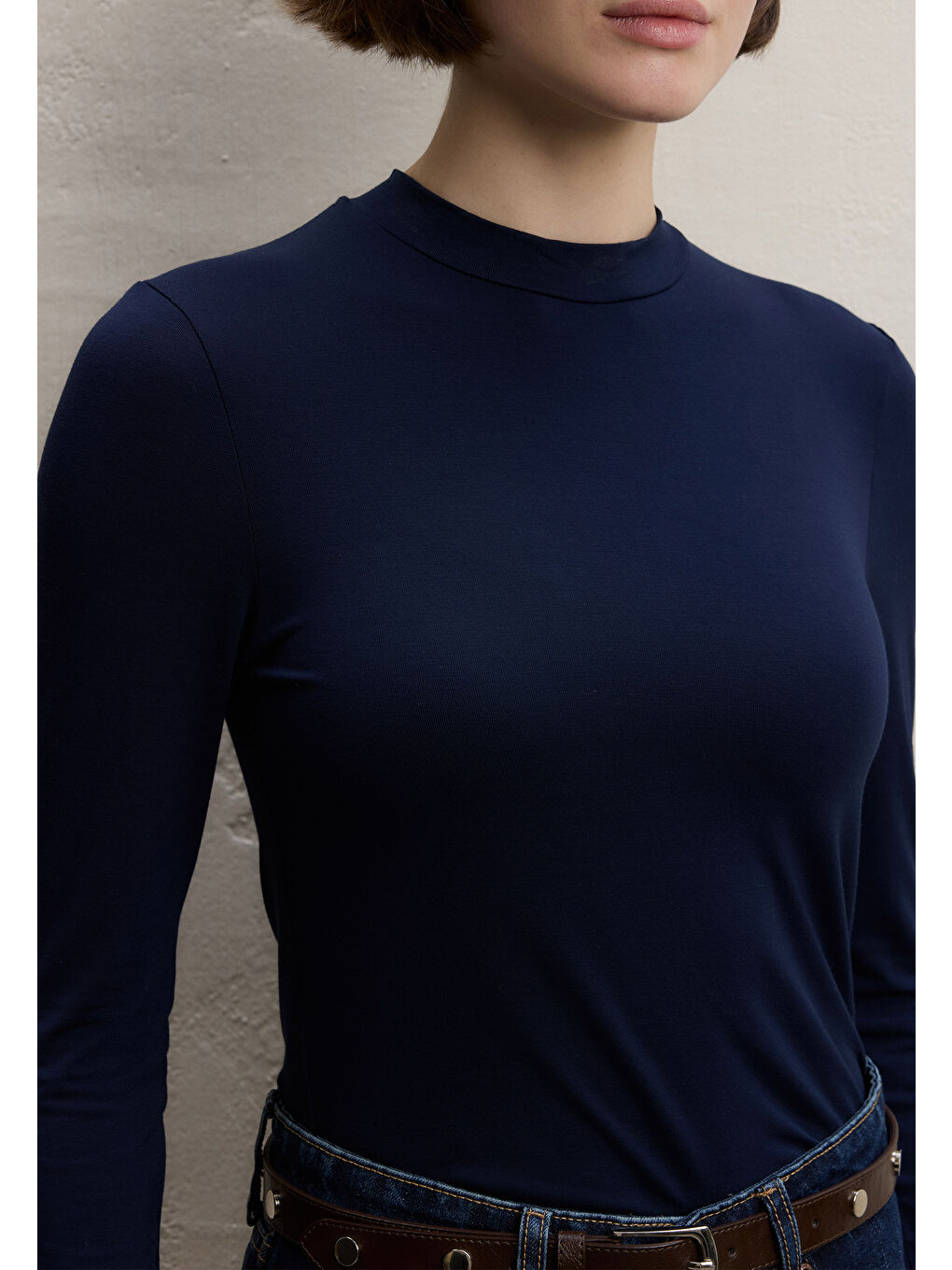 Uzun Kol Bambu Body Lacivert-1