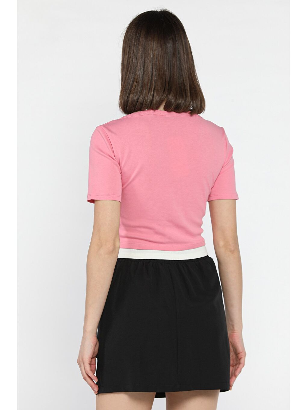 Pembe Kadın Büstiyer Kombinli Ön Çıtçıt Detaylı Bluz-2