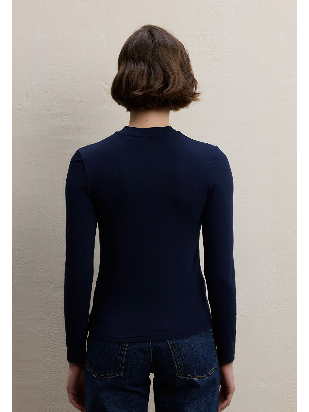 Uzun Kol Bambu Body Lacivert-3