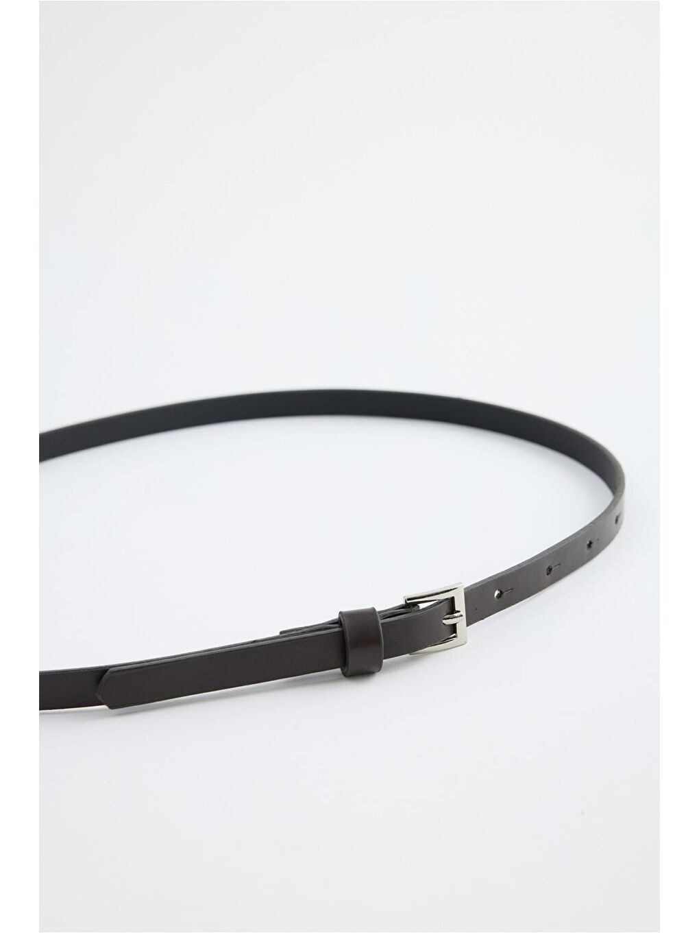 Gümüş Tokalı Ayarlanabilir İnce Kemer Siyah-2