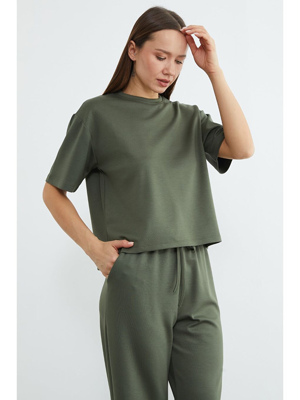 Haki Basic Kısa Kollu Modal 2 Li Takım-2