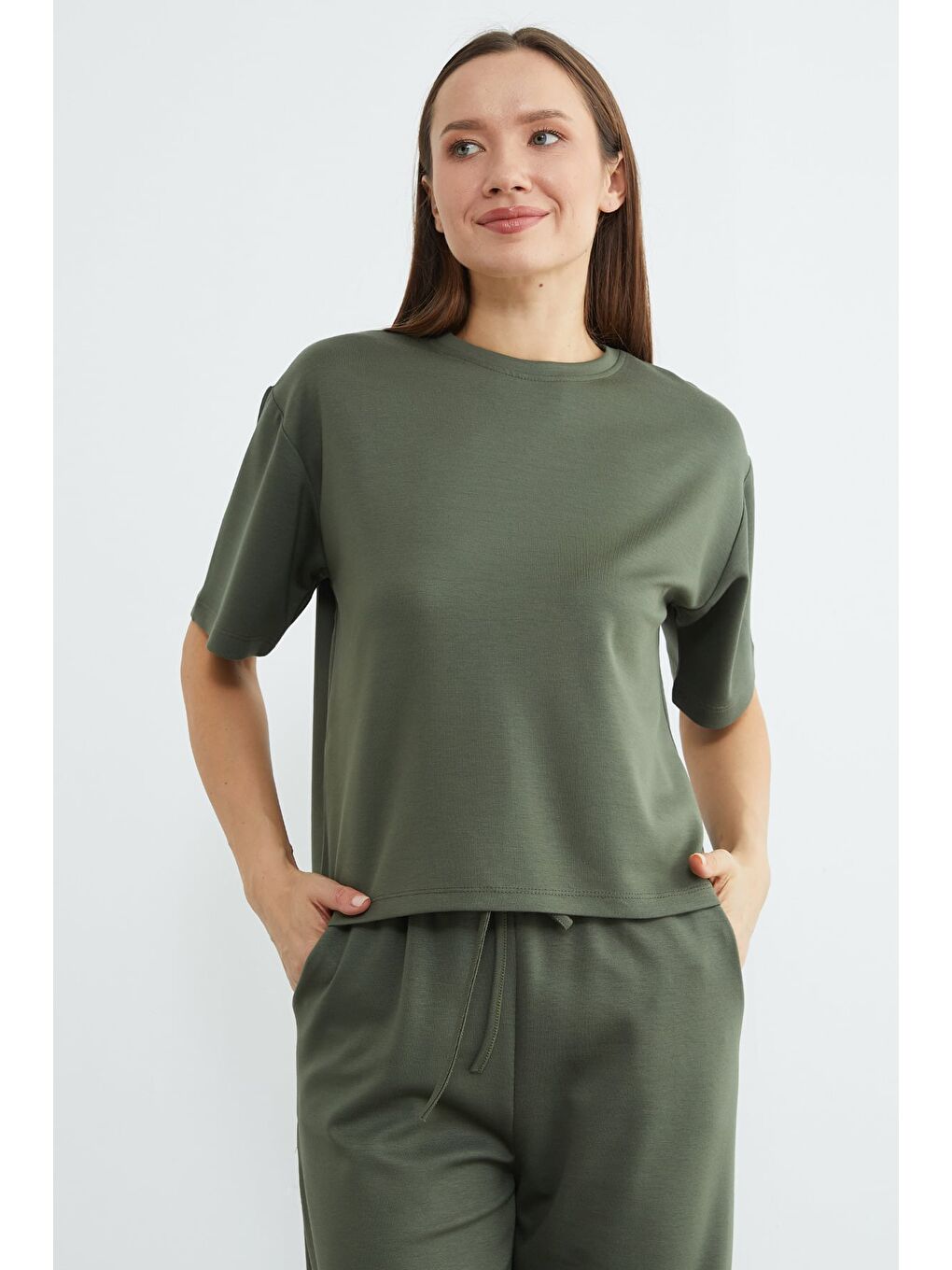 Haki Basic Kısa Kollu Modal 2 Li Takım-3