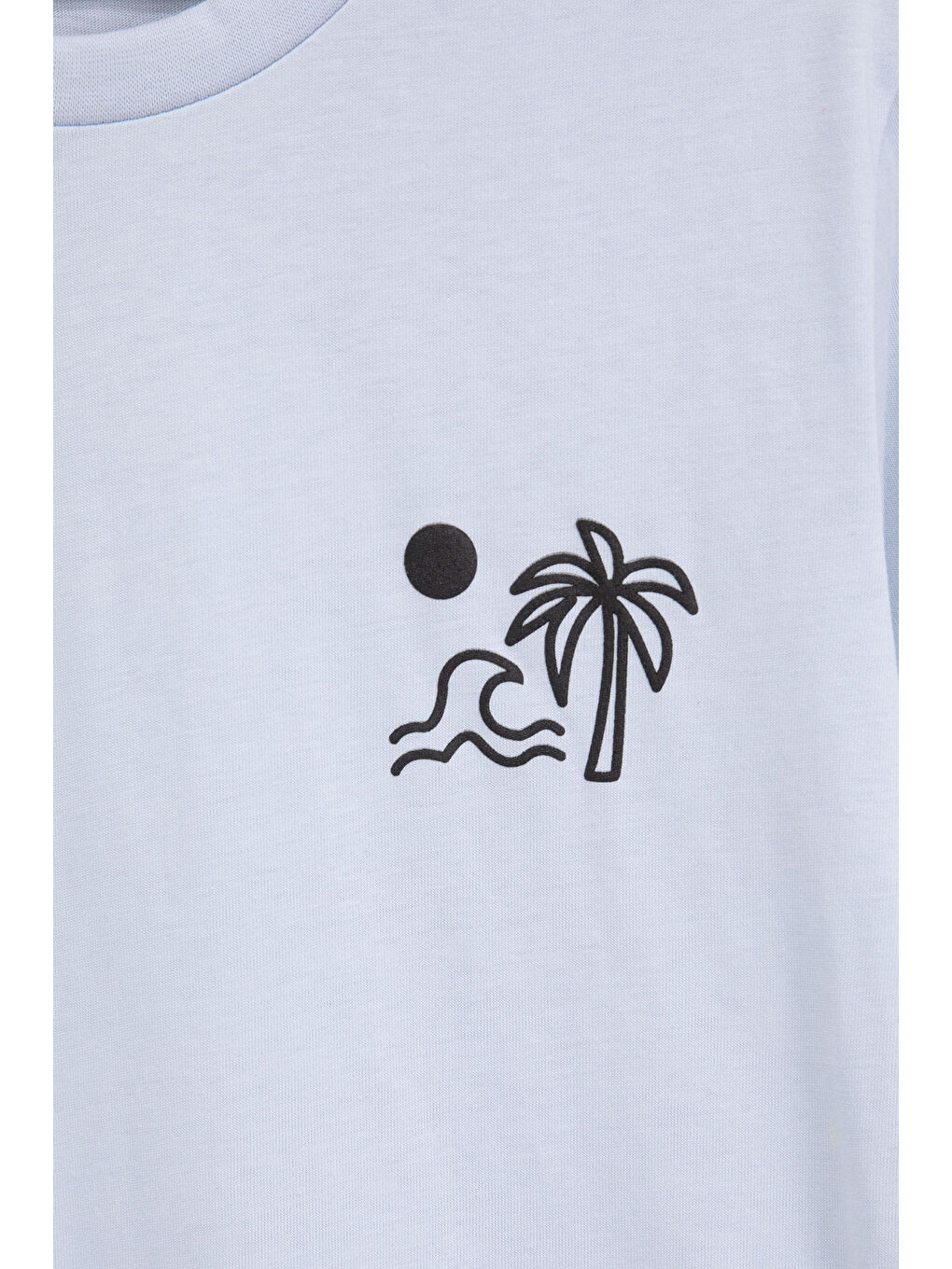 Mavi Palmiye Baskılı Sırtı Yazılı Erkek Çocuk Kısa Kol Tişört 20927-1