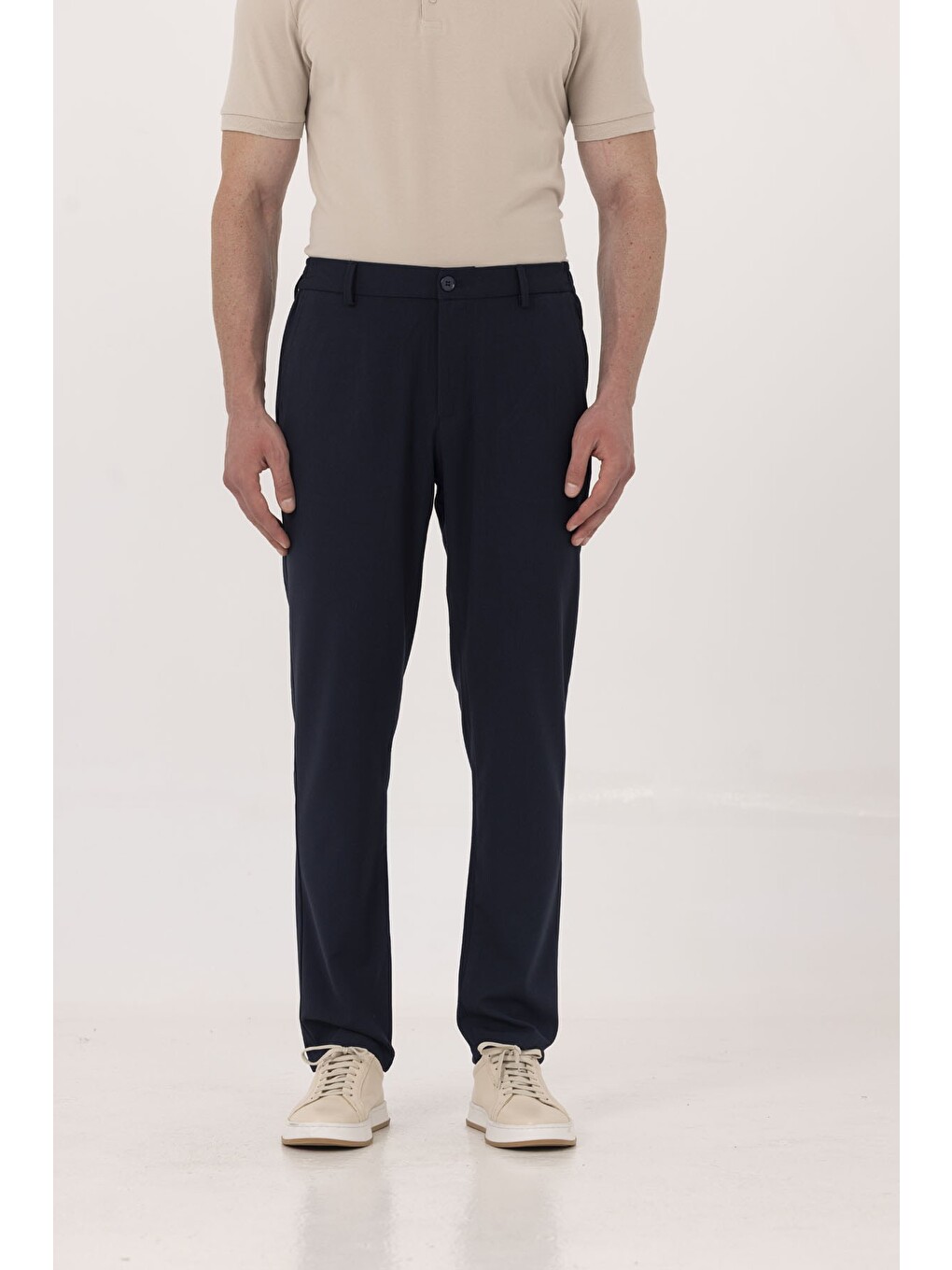 Lacivert Yanı Lastikli Köprülü Kemerli Slim Fit Jogger Pantolon