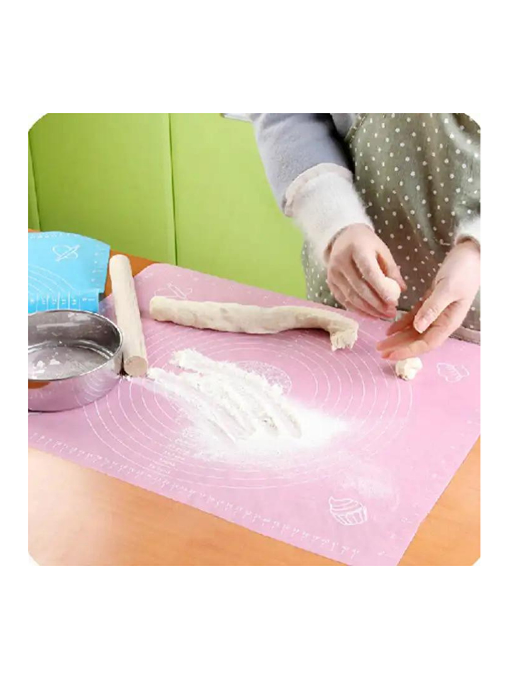 Gri Hamur Açma Matı 45 cm x 65 cm Çelik Un Eleği ve Kullan At Krema Torbası 50'li-2