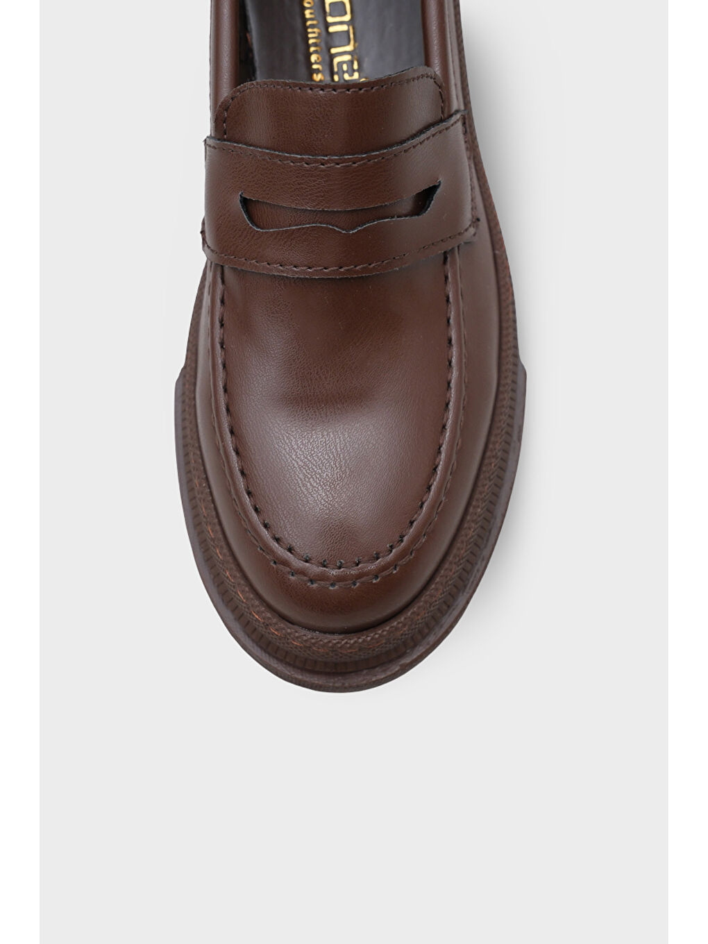 Kahverengi Fania Oval Burunlu Trak Tabanlı Rugan Kadın Loafer-2