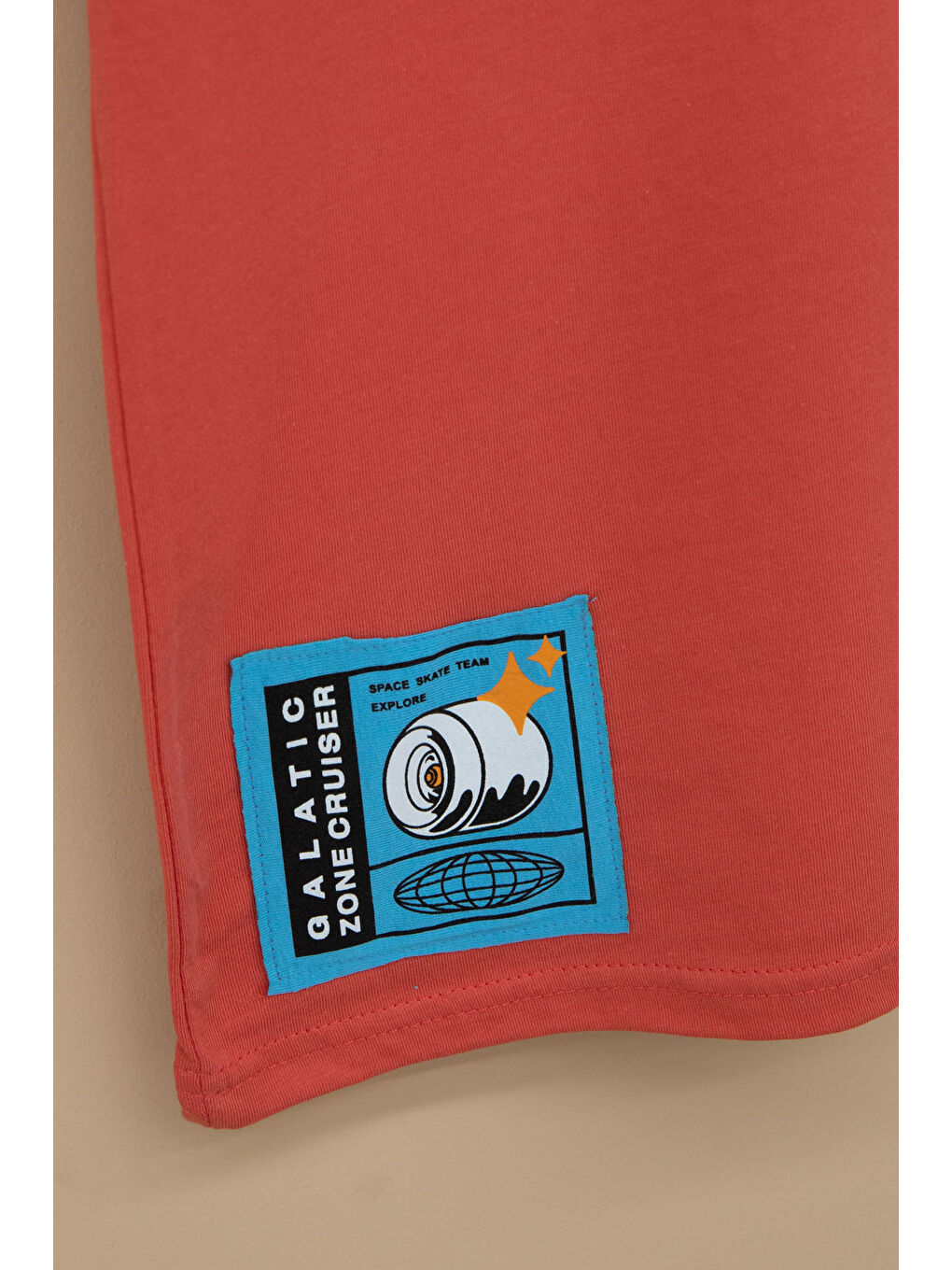 Turuncu Kaykay Baskılı Yazılı Erkek Çocuk Bisiklet Yaka Tişört 20916-3