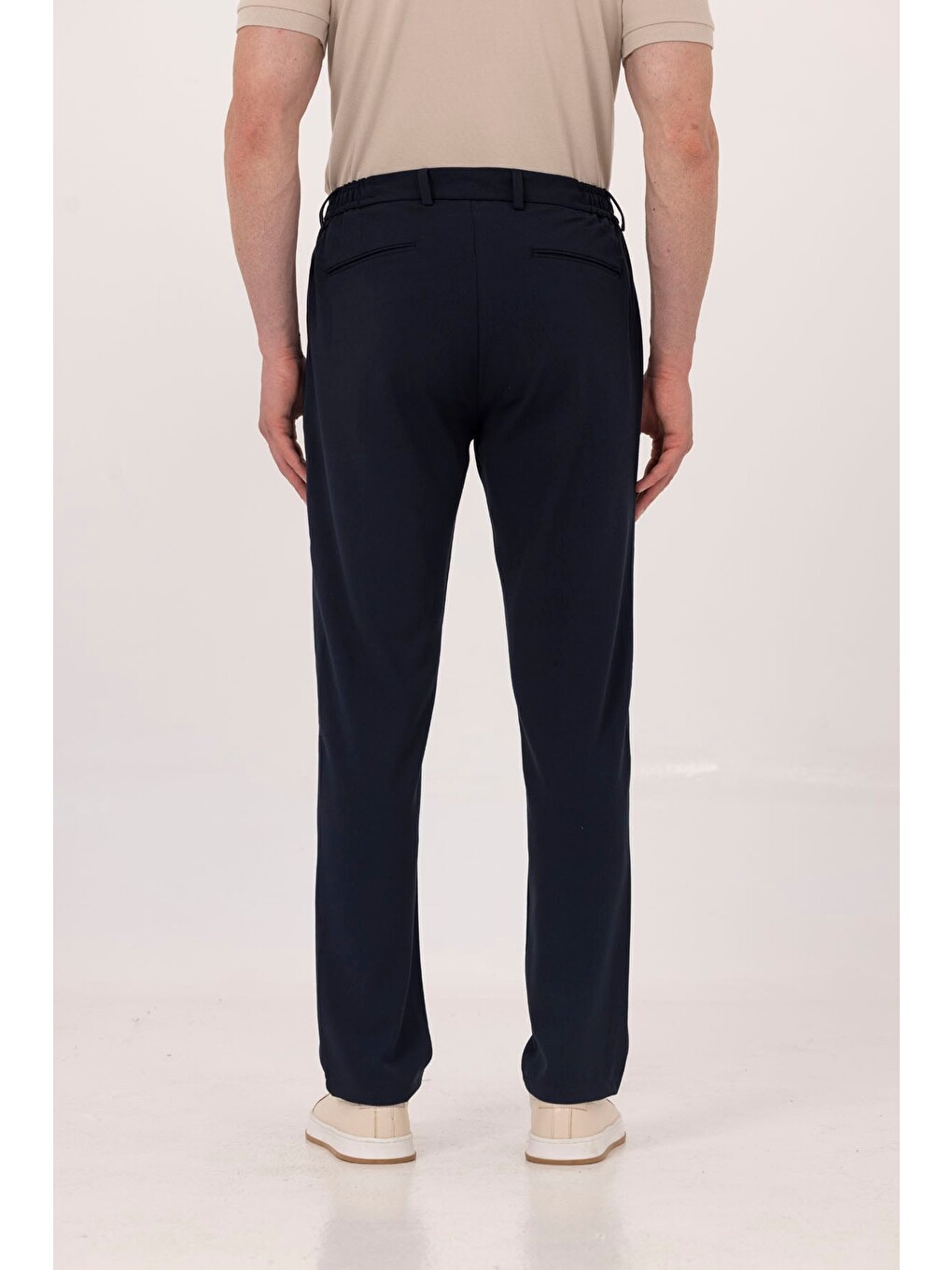 Lacivert Yanı Lastikli Köprülü Kemerli Slim Fit Jogger Pantolon-4