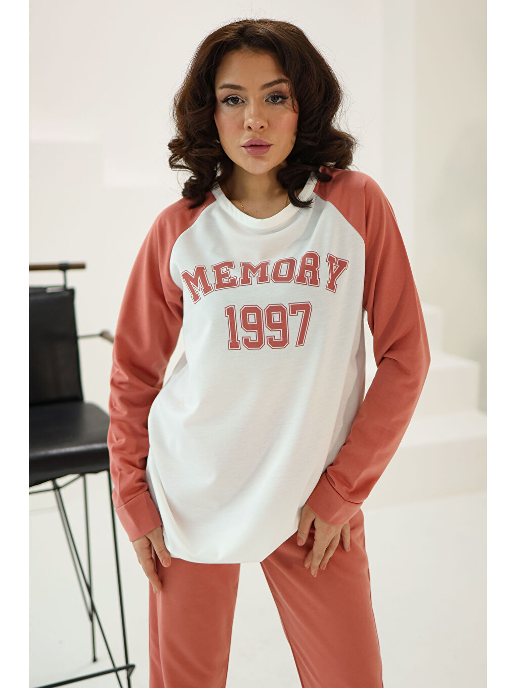 Pembe Garnili Baskılı İkili Takım Gül - 13353-2