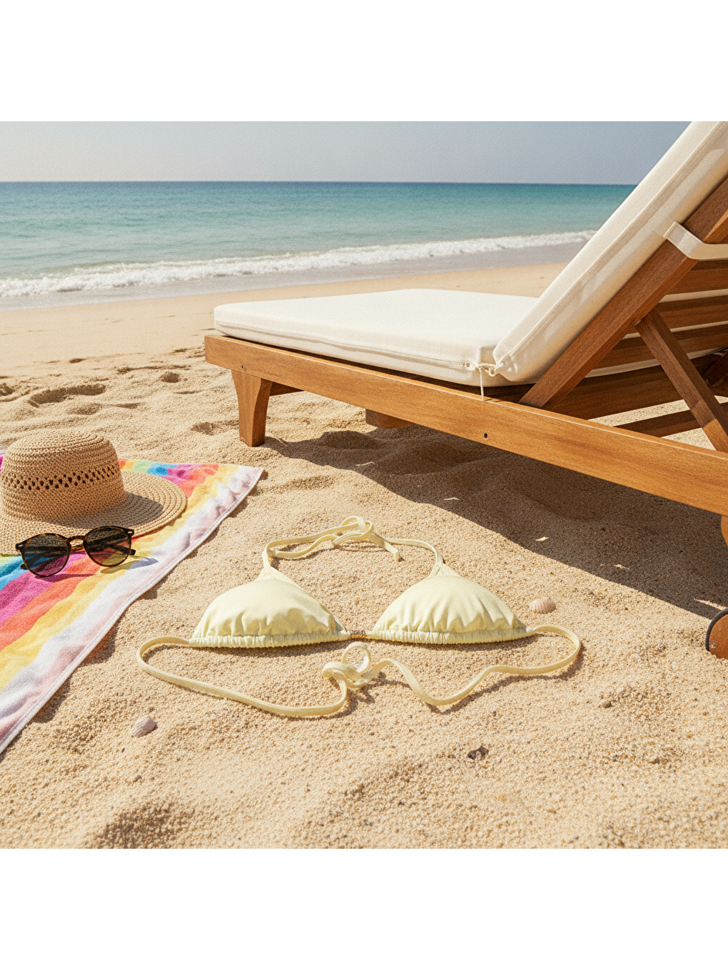 Kadın Plaj Giyim Sarı Renk Boyundan Bağlamalı Bikini Üst Bb2625-2