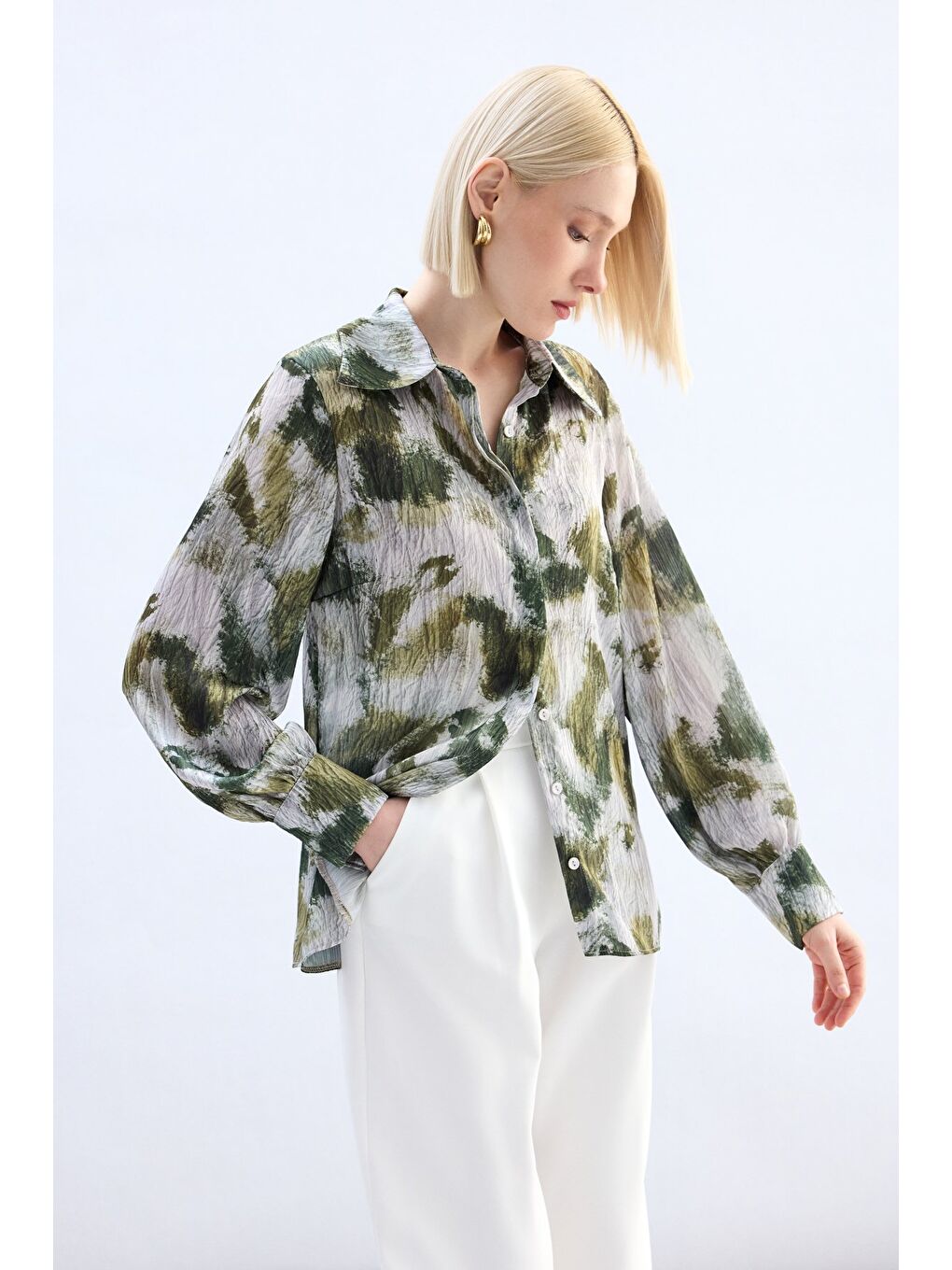 Desenli Gömlek - Haki-2