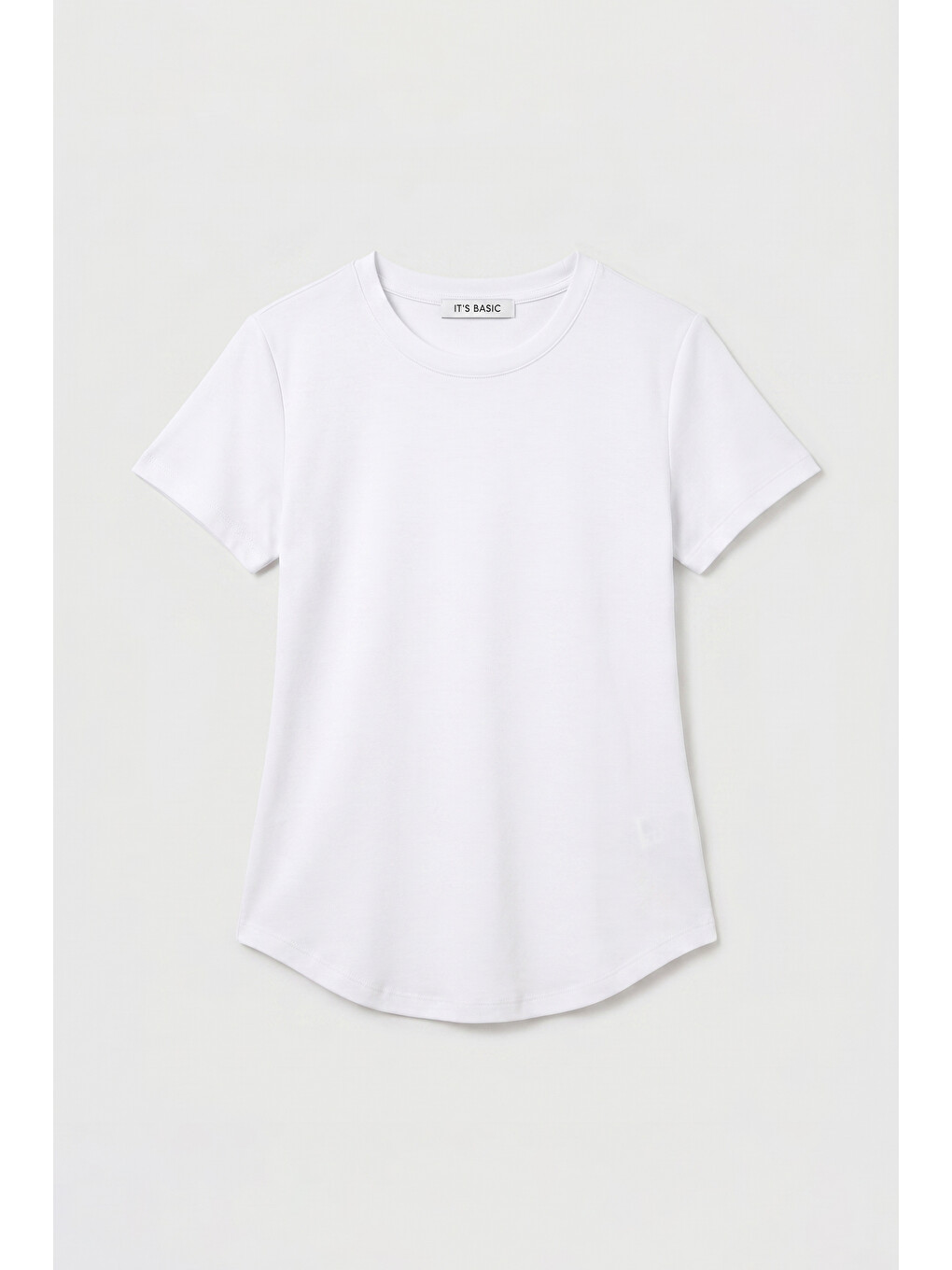 Kadın Beyaz s6-2 Bisiklet Yaka Organik Pamuk T-Shirt-2