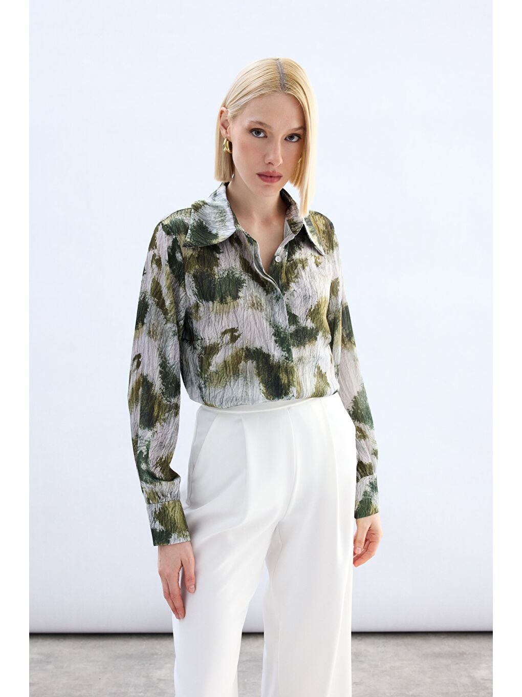 Desenli Gömlek - Haki-3