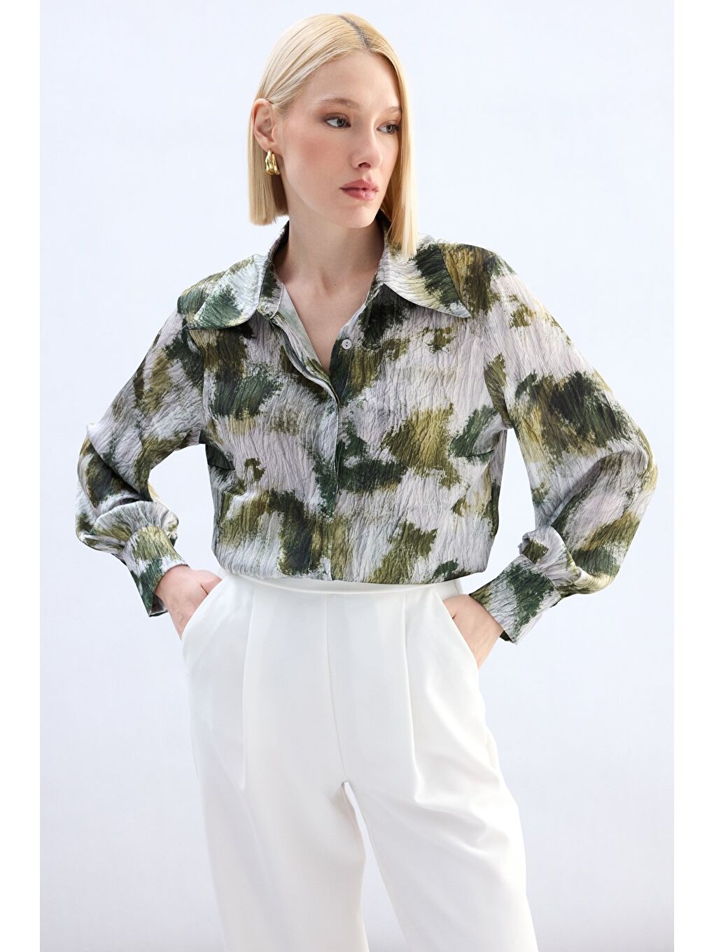 Desenli Gömlek - Haki-4