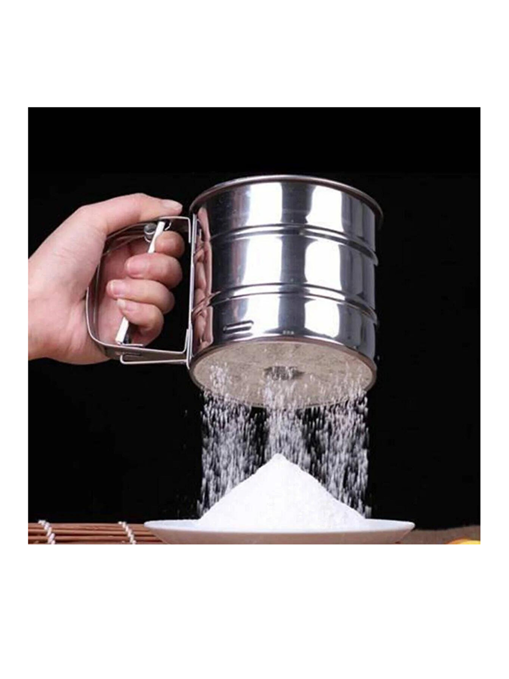 Gri Hamur Açma Matı 45 cm x 65 cm Çelik Un Eleği ve Kullan At Krema Torbası 50'li-3