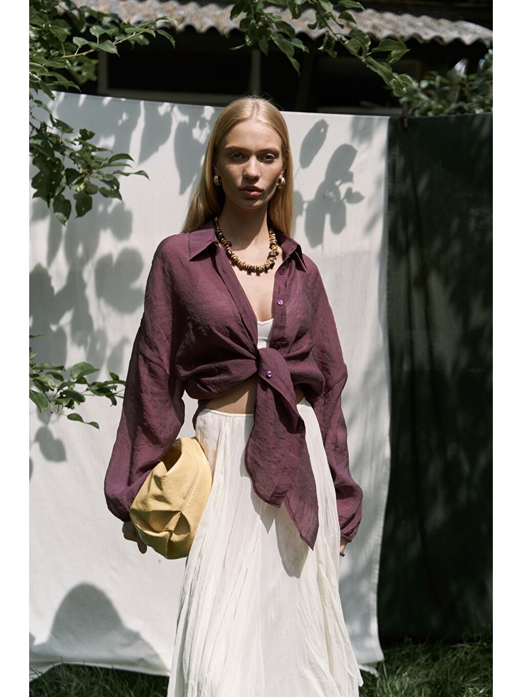 Lyra Oversize Bordo Gömlek-3