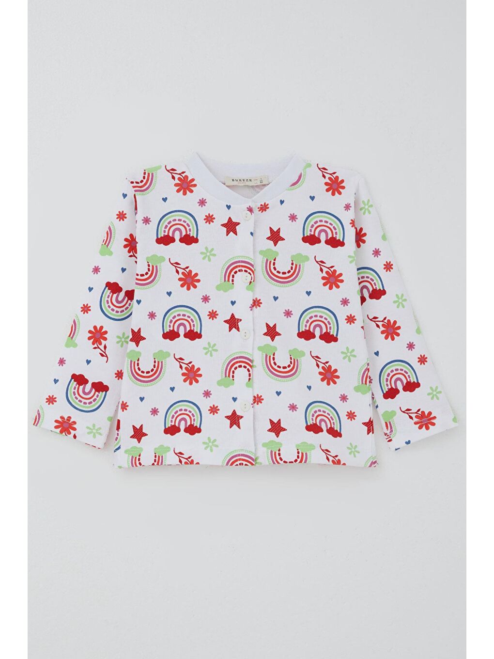 Kız Bebek Pijama Takımı Masalı Çiçek Desenli Beyaz (4 Ay-1 Yaş)-1