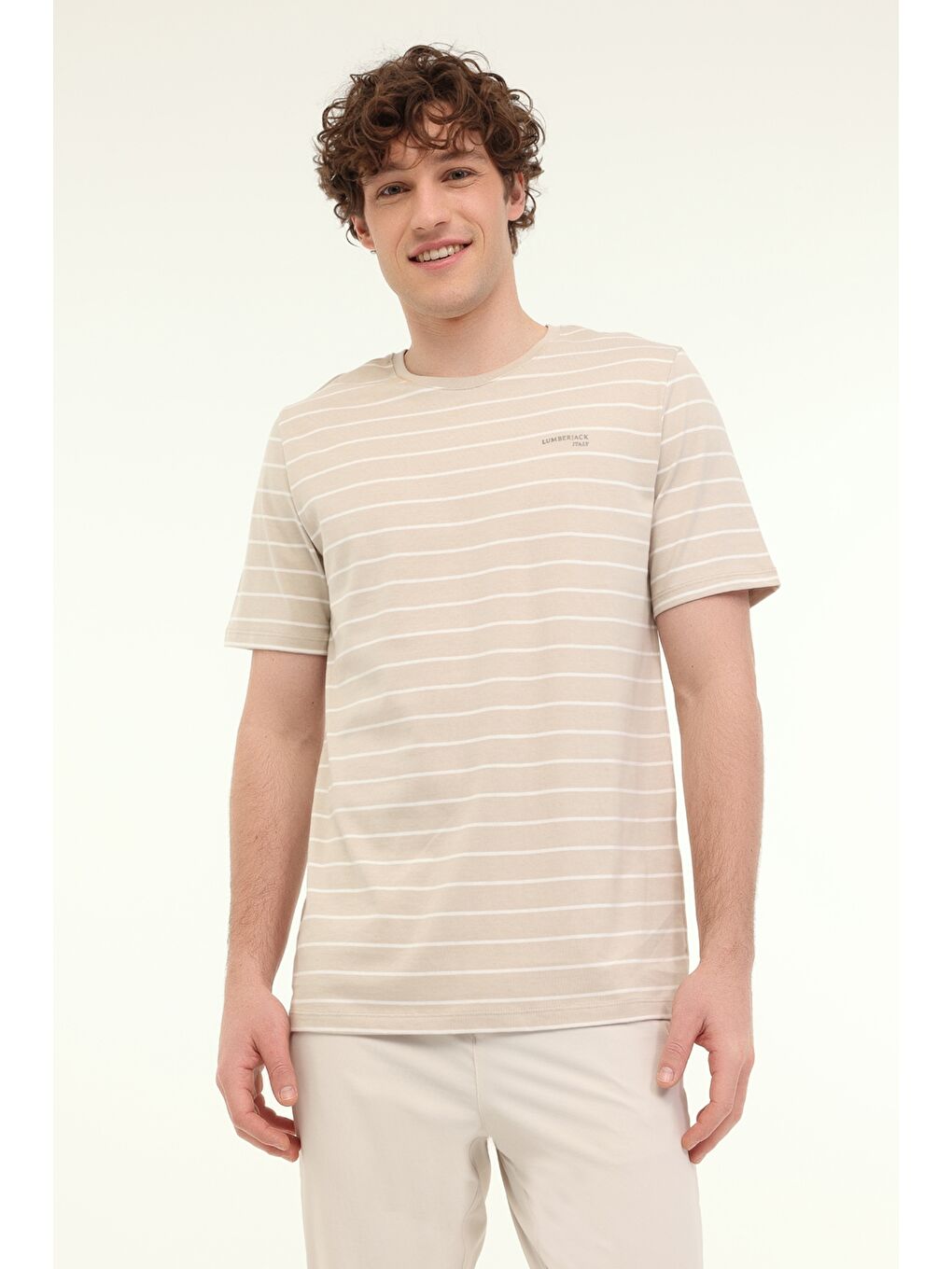 Bej Erkek Kısa Kol Tişört