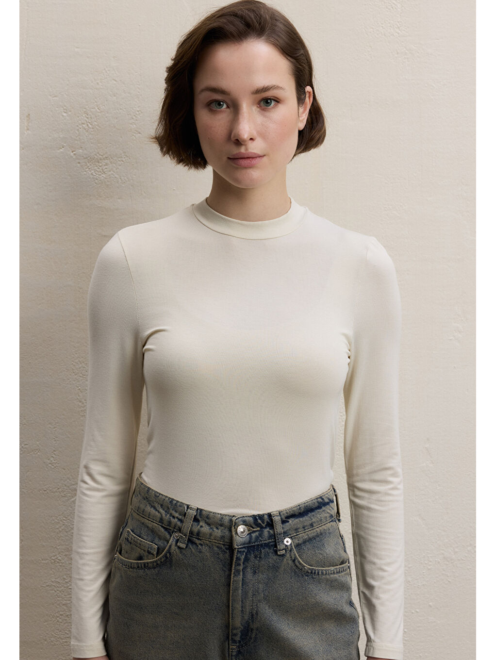 Kahverengi Uzun Kol Bambu Body İnci