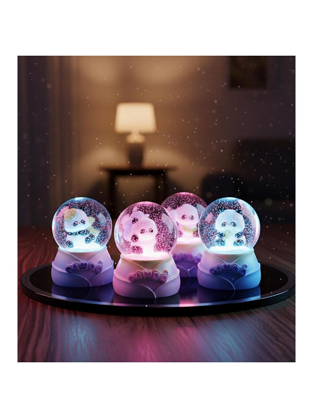 Karışık Panda Orta Boy Işıklı Kar Küresi-2