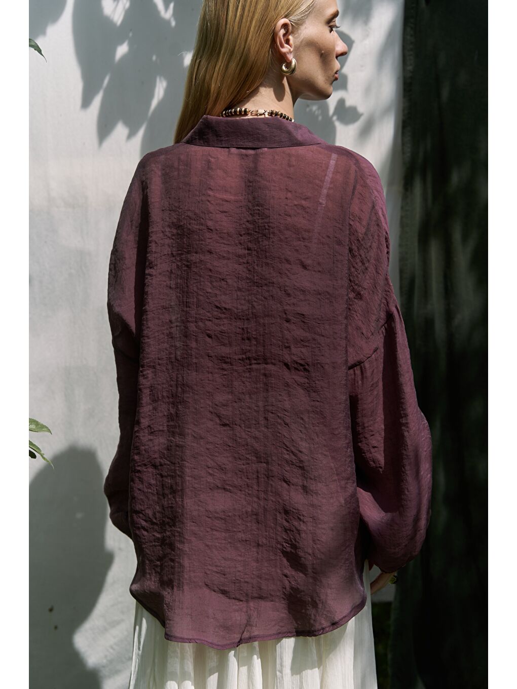 Lyra Oversize Bordo Gömlek-4