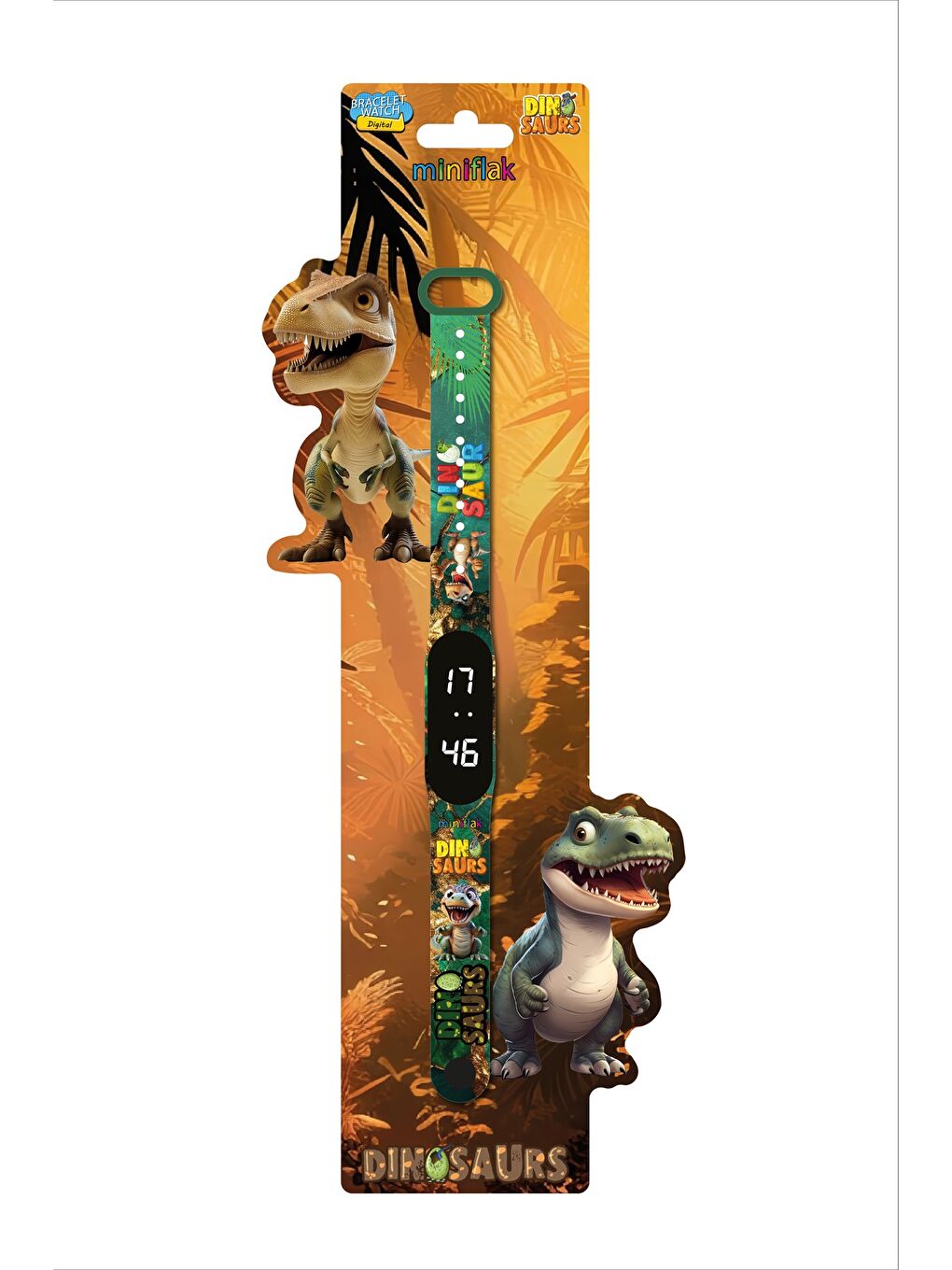 Yeşil Dinozor MFD6001 Renkli Bileklik Led Çocuk Saati