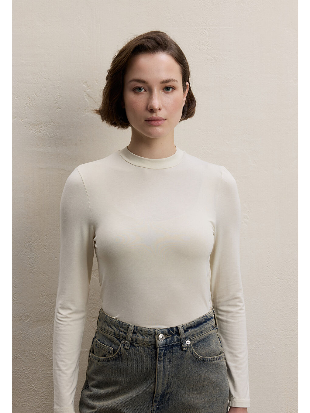 Kahverengi Uzun Kol Bambu Body İnci-1