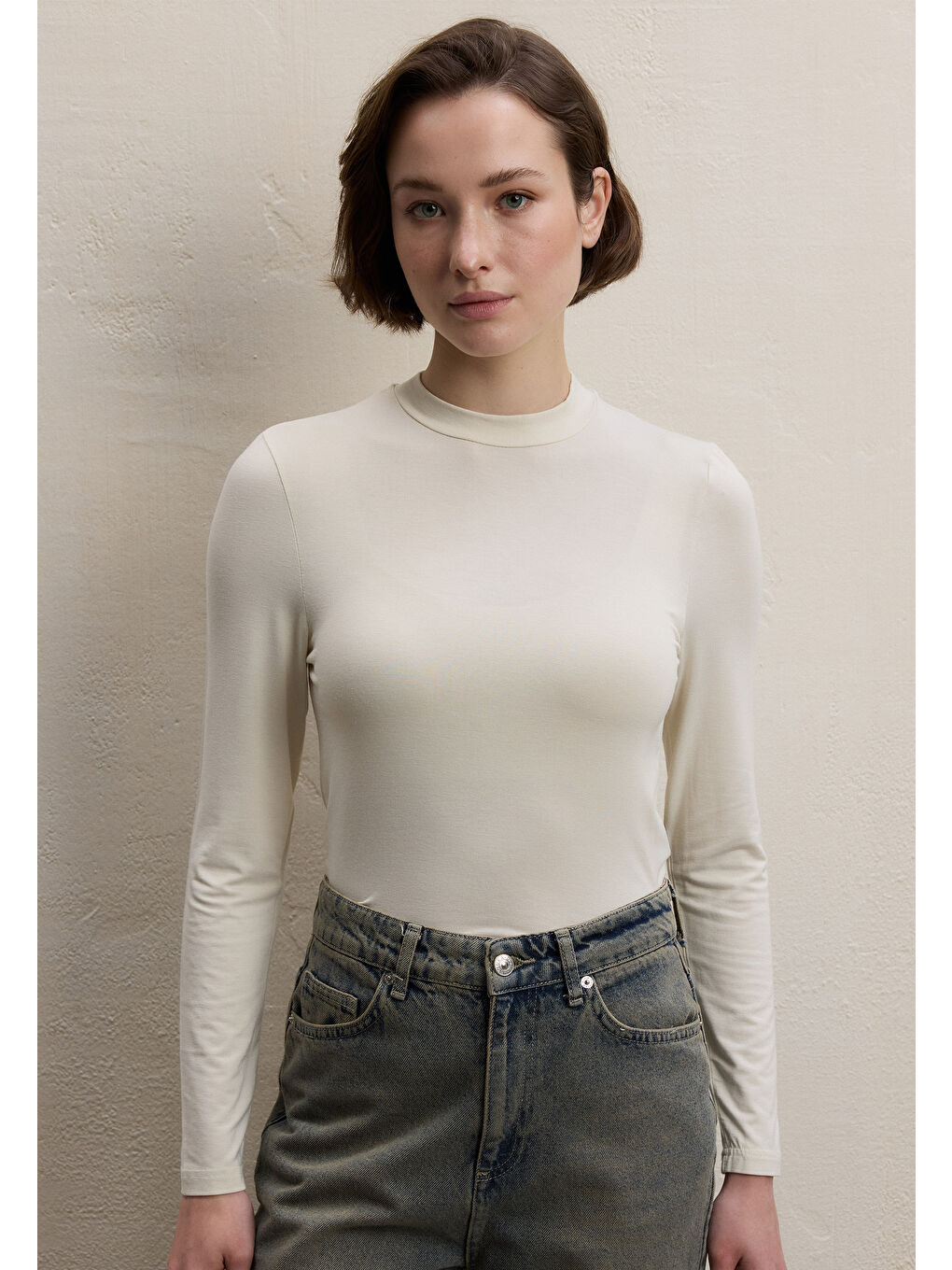 Kahverengi Uzun Kol Bambu Body İnci-3