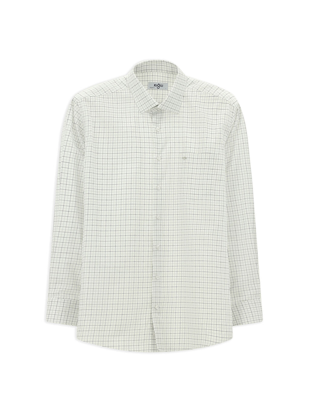 Gri Uzun Kol Klasik Ekose Pamuk Gömlek-5