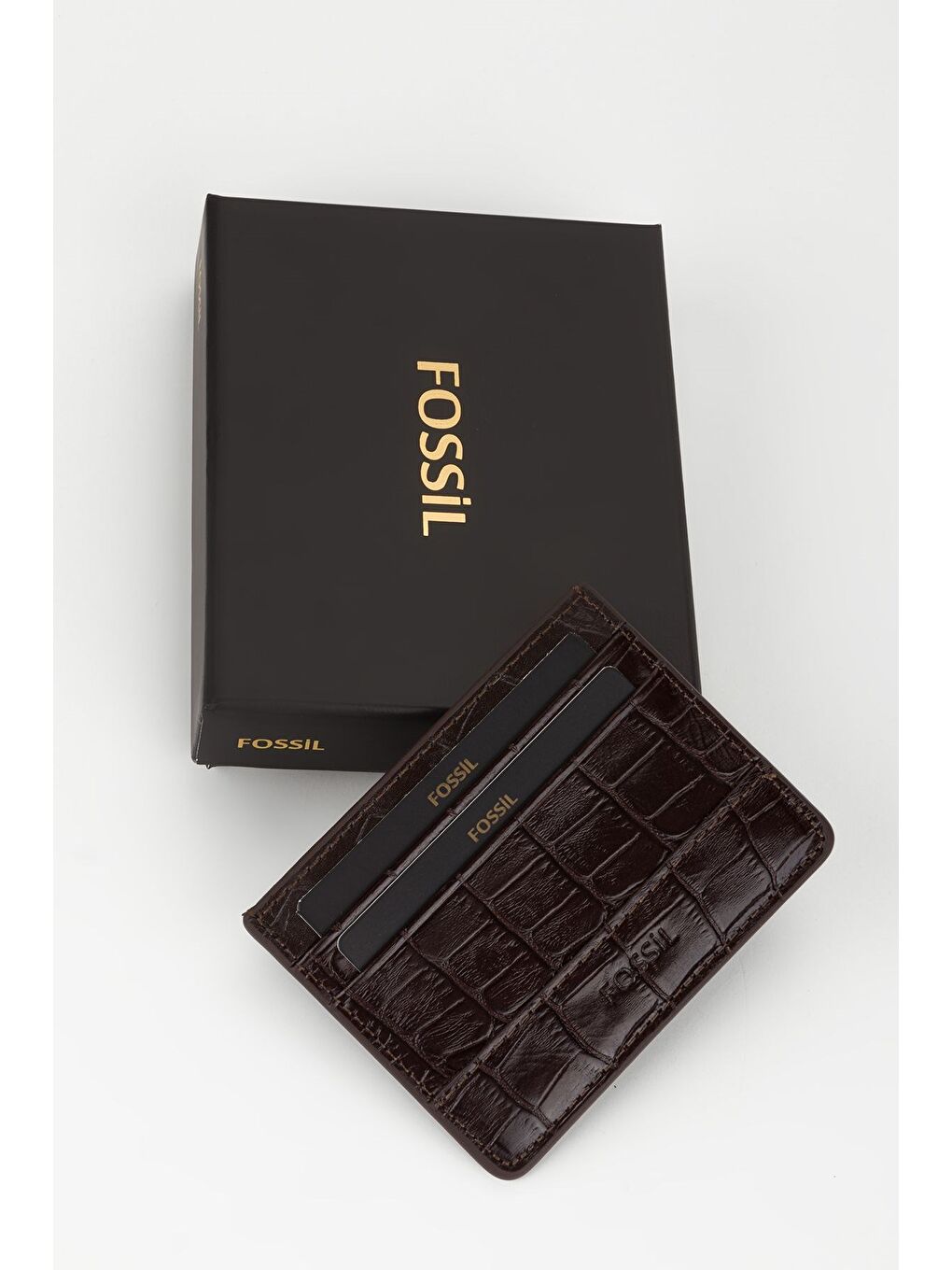 Kahverengi Kutulu Hakiki Deri Croco Kahve Unisex El Portföyü Cüzdan-4