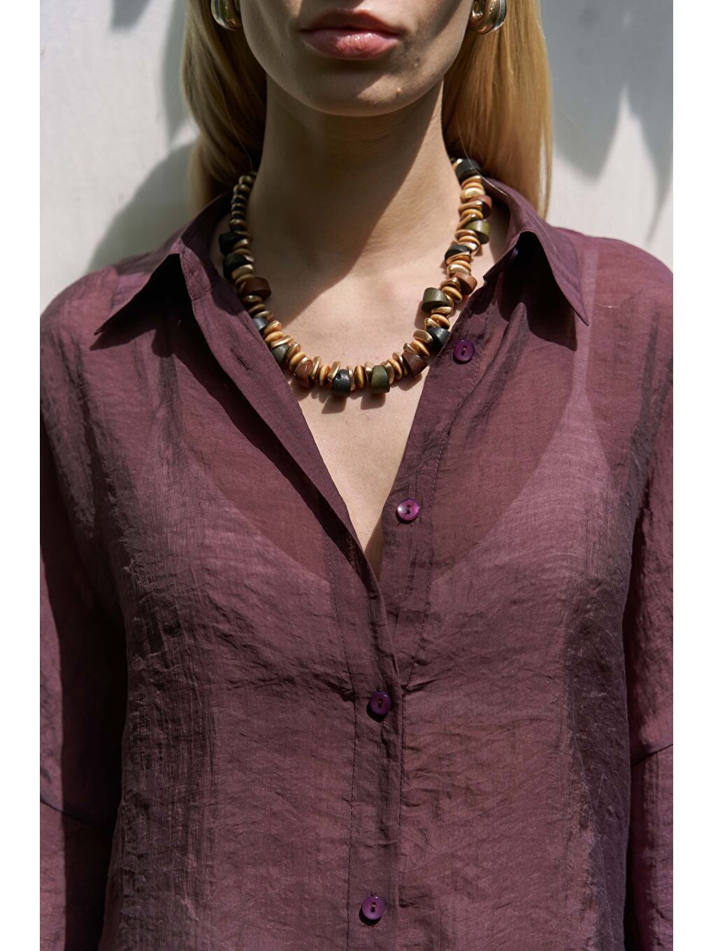 Lyra Oversize Bordo Gömlek-6