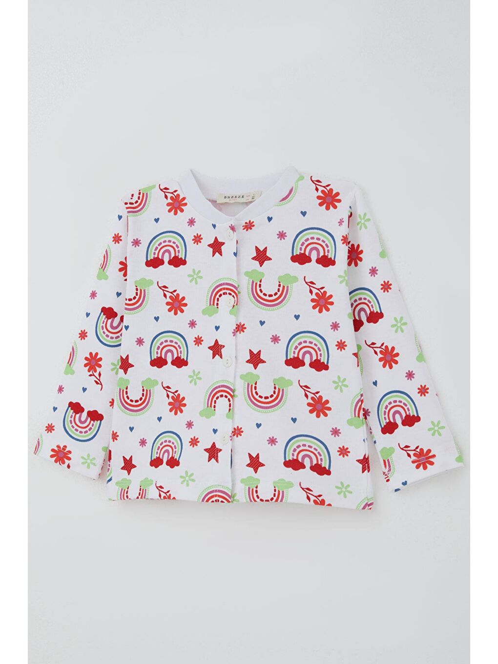 Kız Bebek Pijama Takımı Masalı Çiçek Desenli Beyaz (4 Ay-1 Yaş)-5