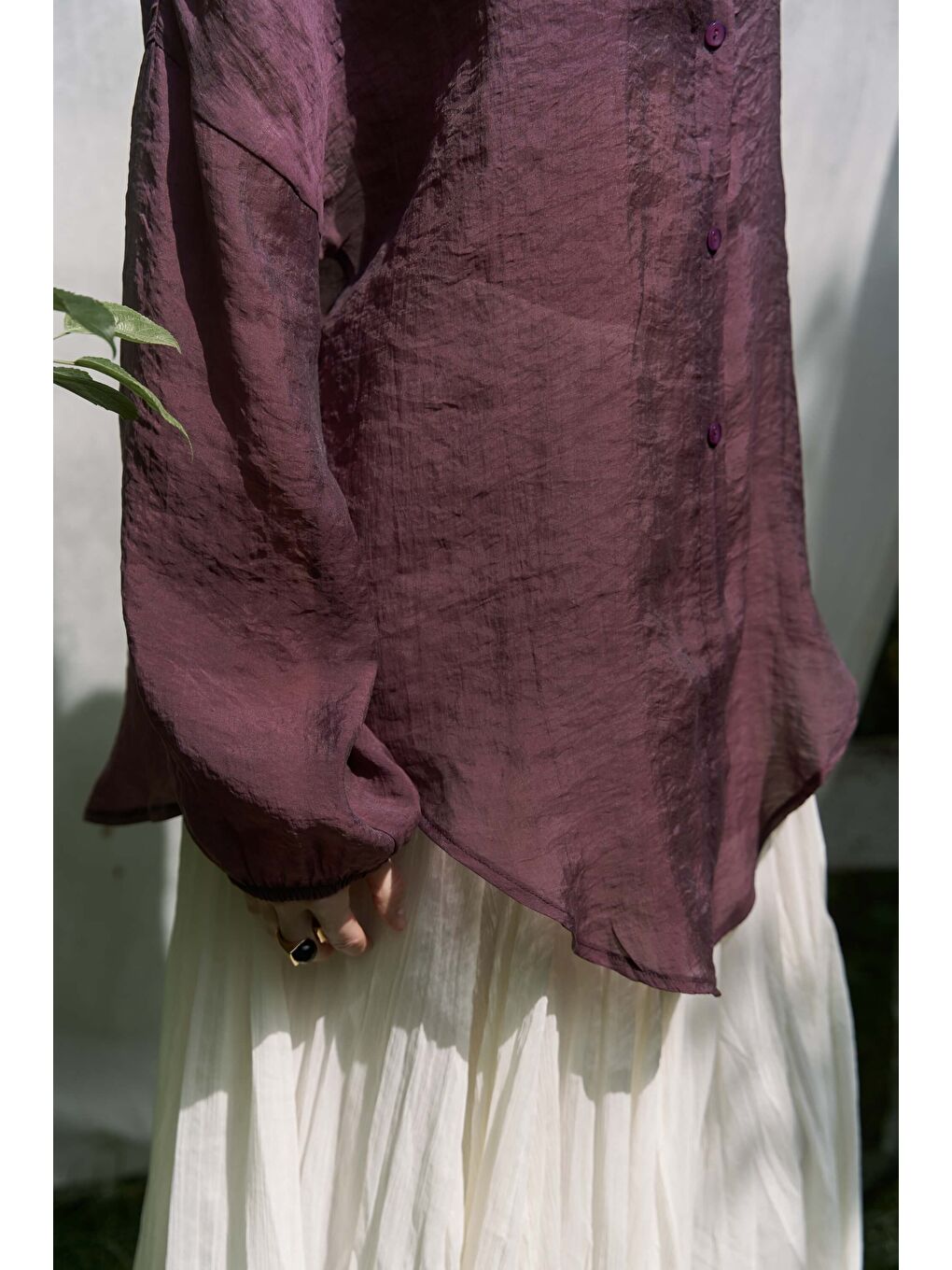 Lyra Oversize Bordo Gömlek-7