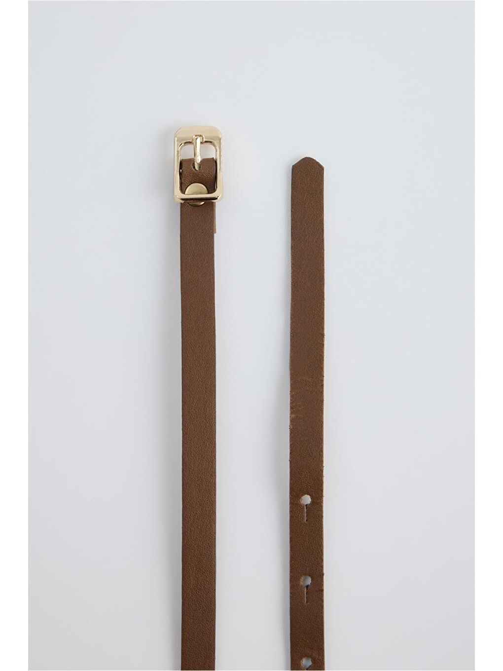 Kahverengi Gold Tokalı Ayarlanabilir İnce Kemer Taba-2