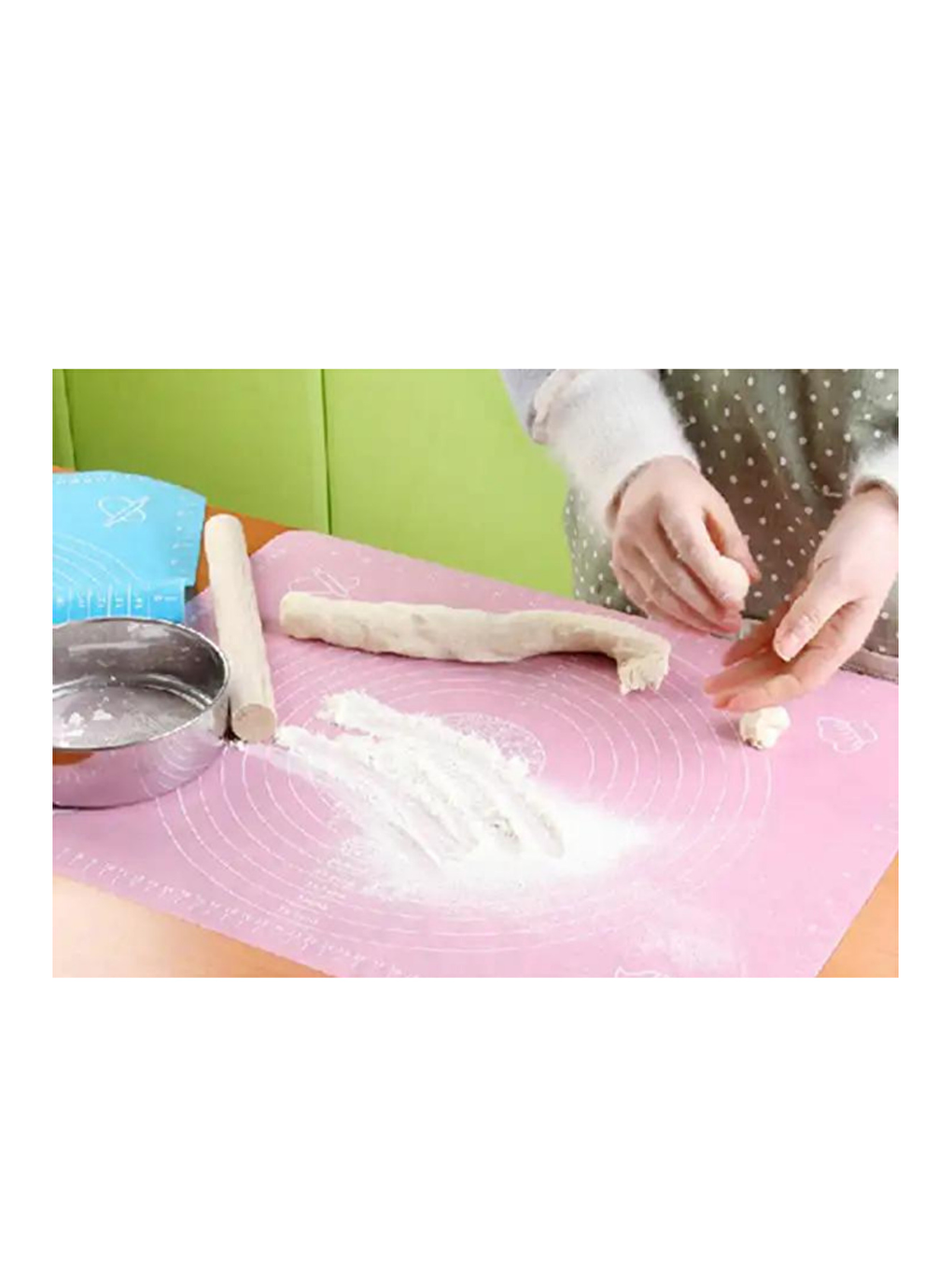 Gri Hamur Açma Matı 45 cm x 65 cm Çelik Un Eleği ve Kullan At Krema Torbası 50'li-4