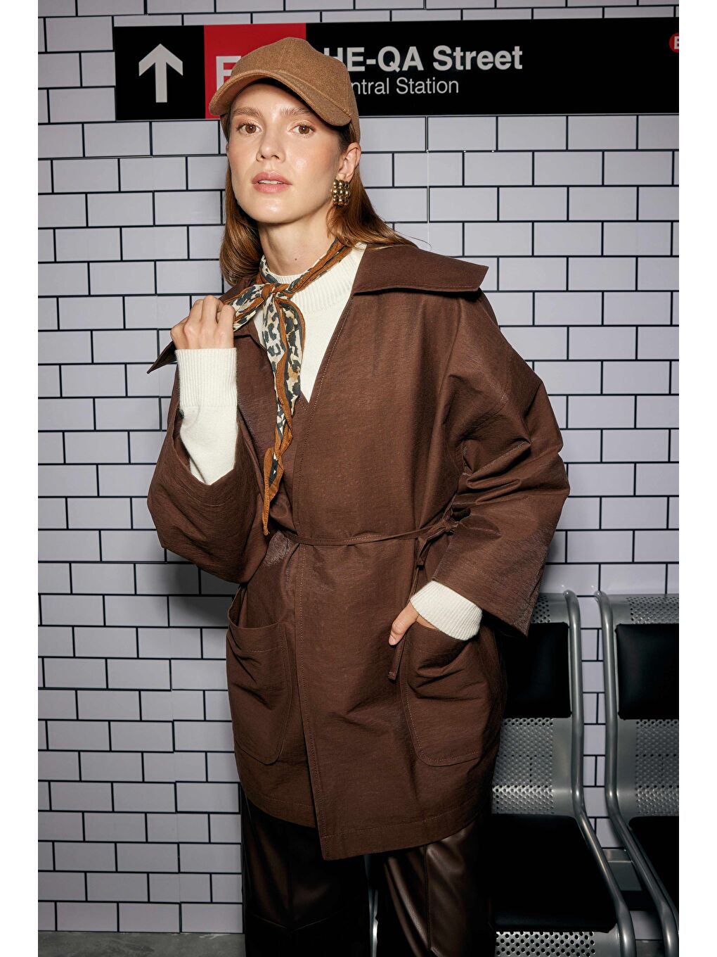 Kahverengi Kimono Ceket Kahve