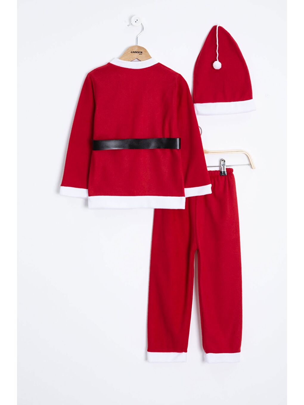 Kırmızı Erkek Çocuk Kemerli Şapkalı Yılbaşı Temalı Takım 23325-4