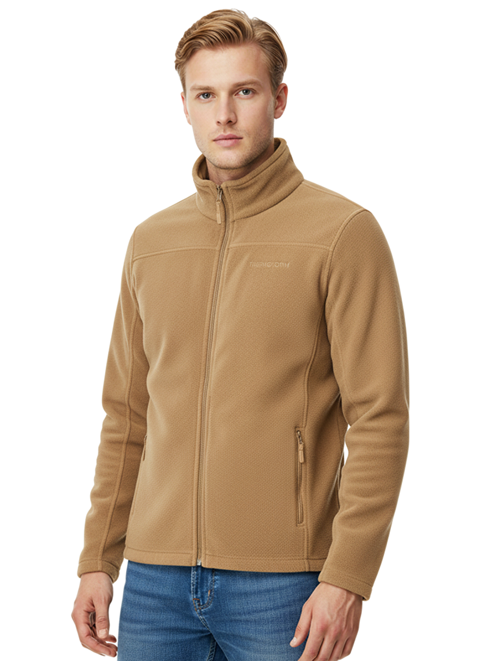 Bej Erkek Polar Fermuarlı Sweatshirt