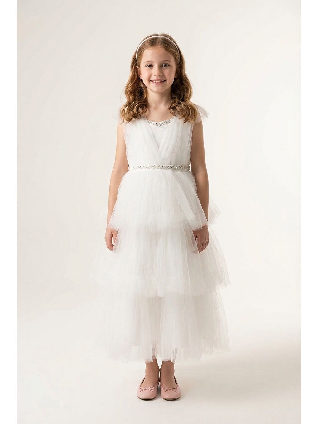 Ekru Kız Çocuk Abiye