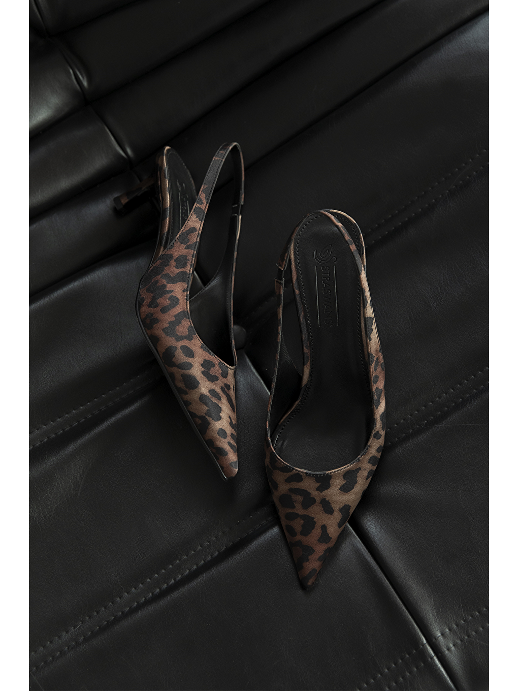 Kahverengi Molly  Kadın Topuklu Saten  Ayakkabı Leopar-2