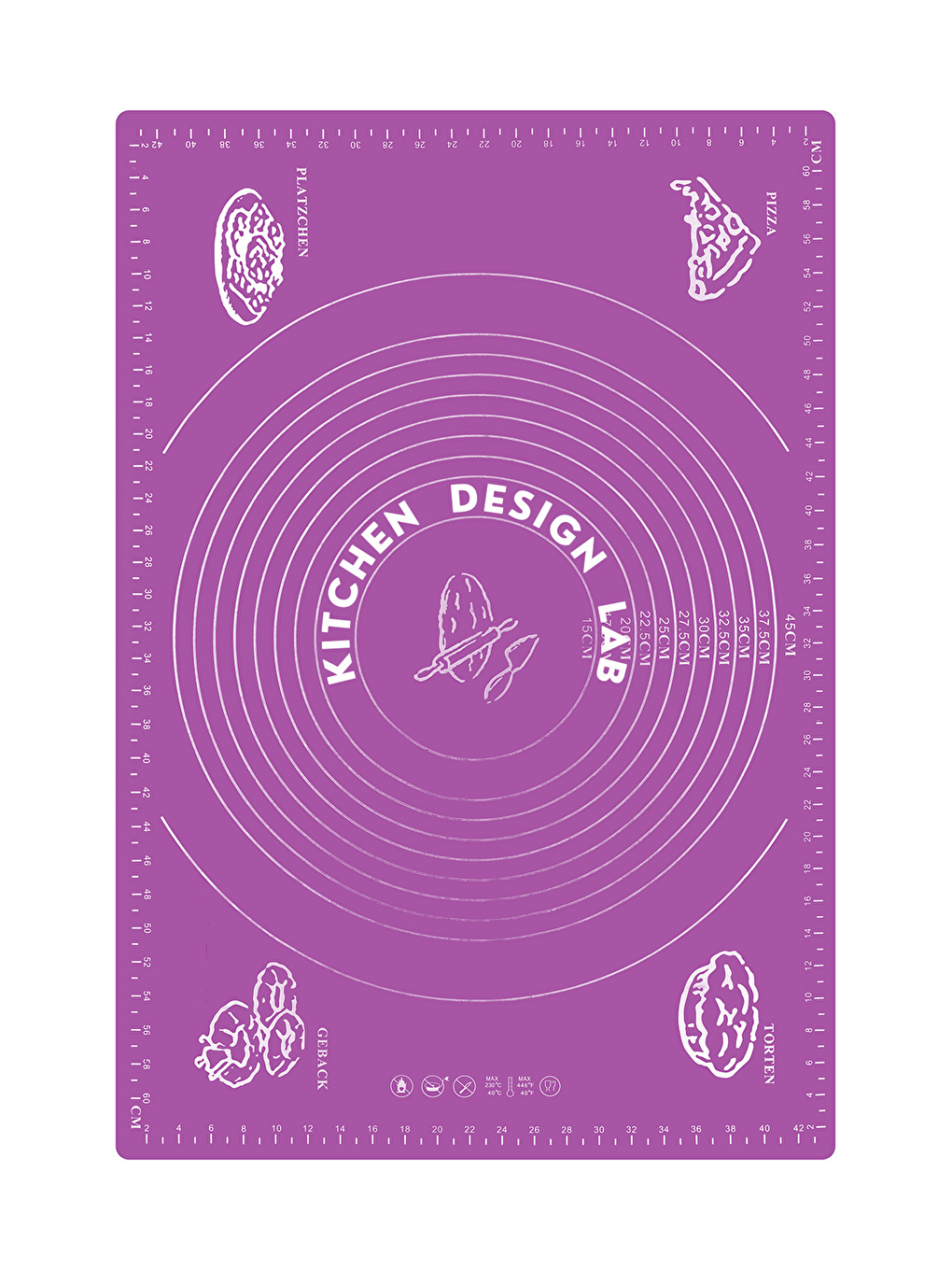 Karışık 1. Sınıf Isıya Dayanıklı Hamur Pişirme Altlığı ve Ölçülü Mor Hamur Açma Matı 45 cm x 65 cm-4