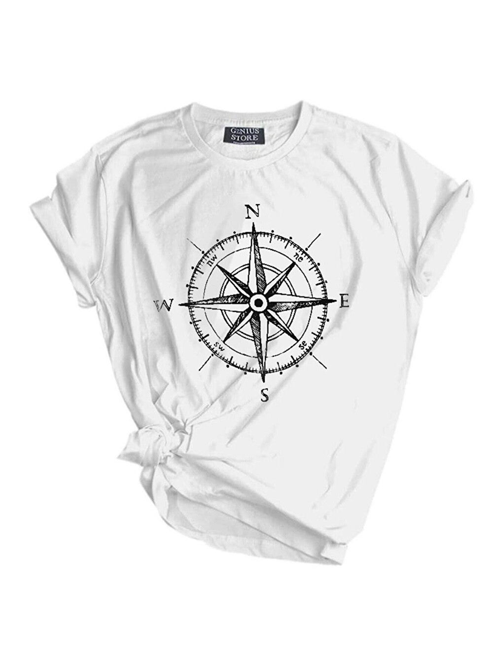 Beyaz Unisex Baskılı Spor Tişört Outdoor