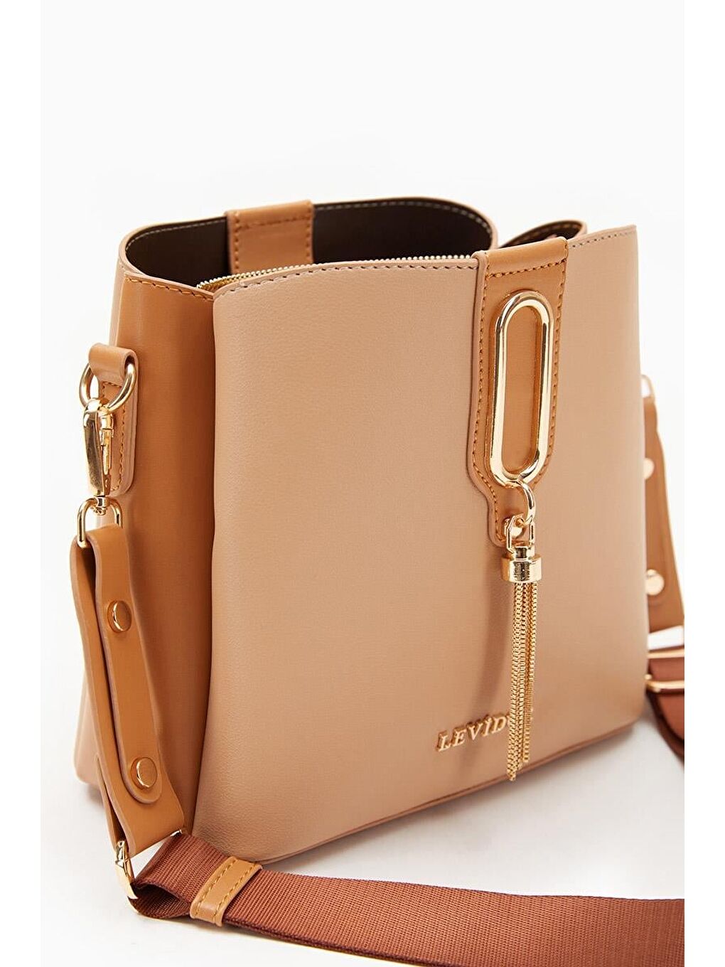 Kahverengi Vizon Camel Kadın El ve Omuz Çantası 930126-1